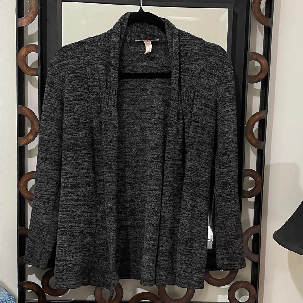 Carol Rose Charcoal Open Front Cardigan